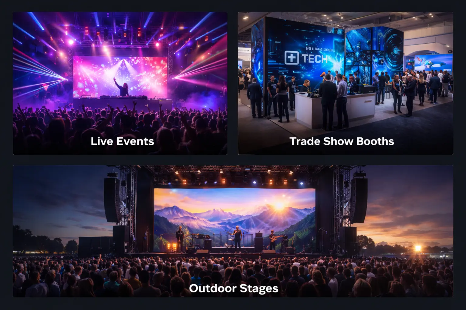 Rental LED panels used on a concert stage